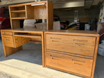 Golden Oak Desk & Matching File Cabinet