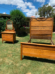Antique oak bedframe and dresser